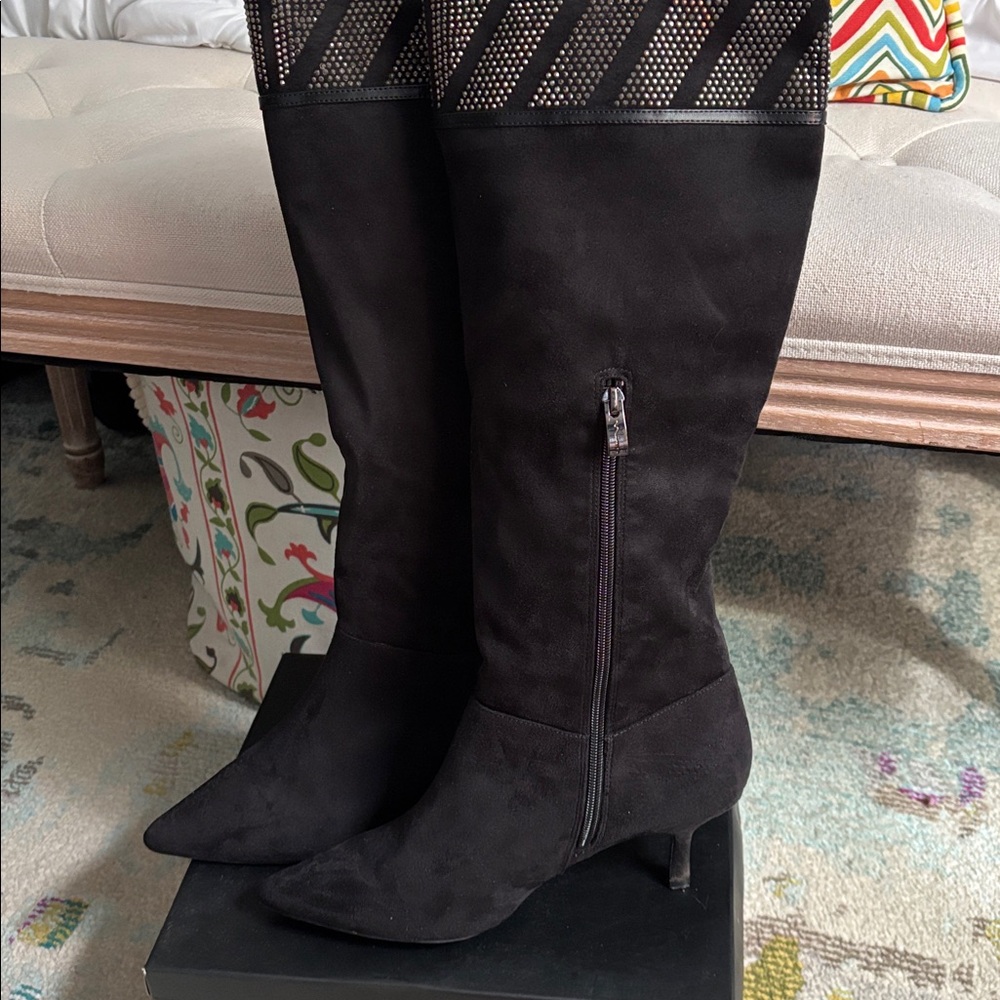 Nina Black Suede Boots